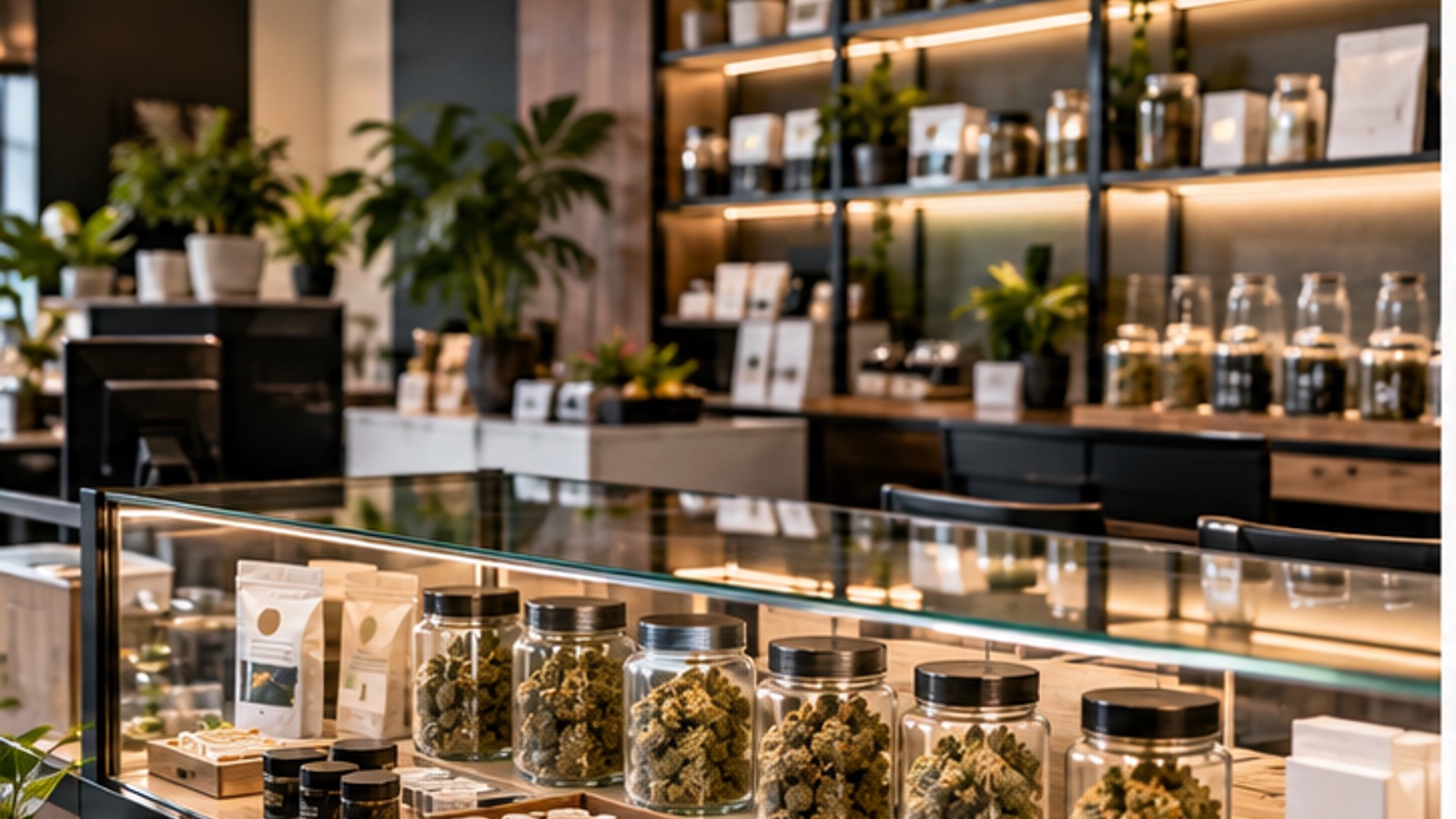 Illustrative interior of a licensed cannabis retail store